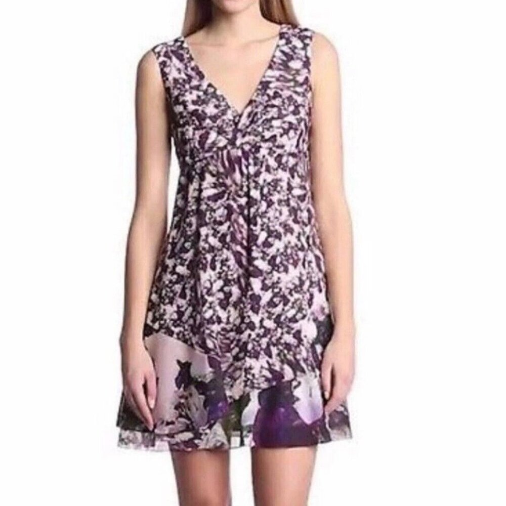 Nanette Lepore Dress Designer Cocktail V-neck Wrap Purple Pink Women’s